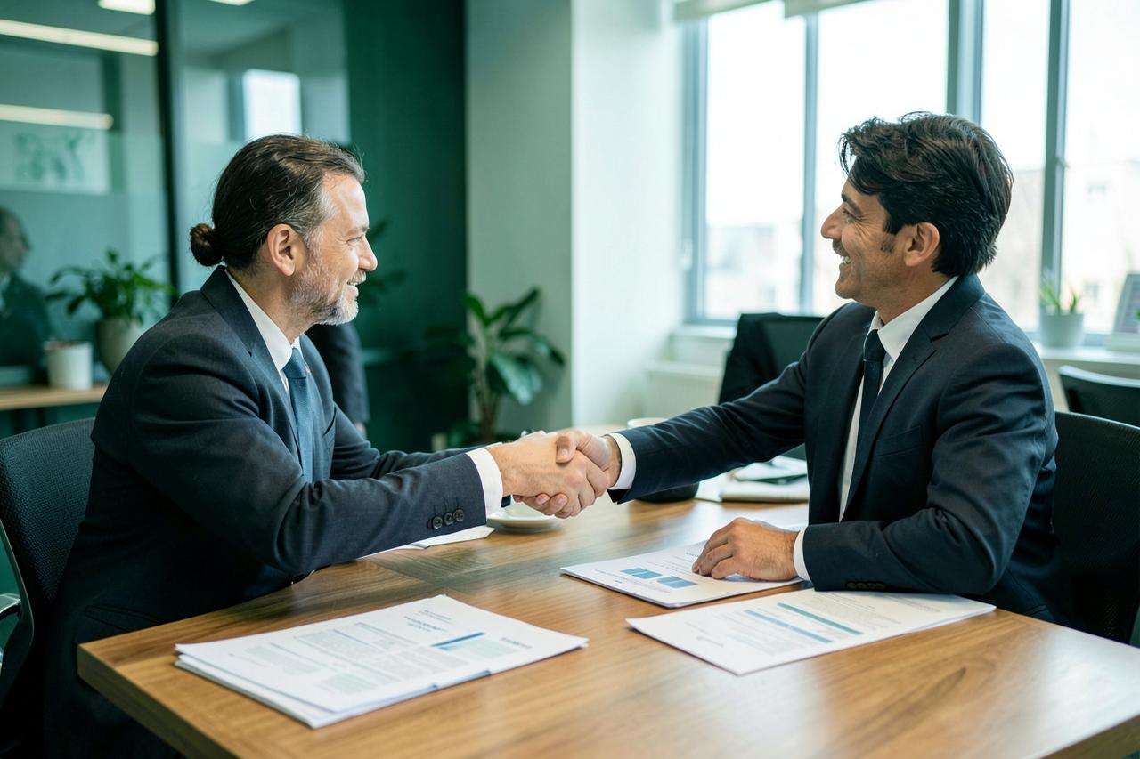 Client shaking hands with a Reputation Management Agency consultant